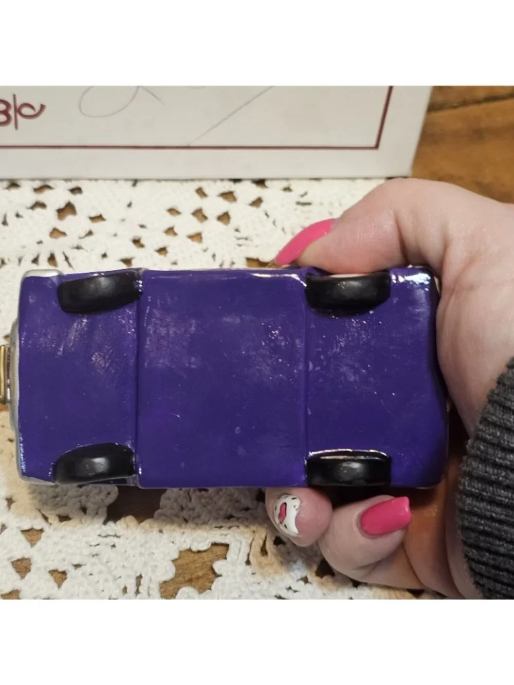 2008 Red Hat Society Christmas Ornament by Danbury Purple Convertible Car W/box